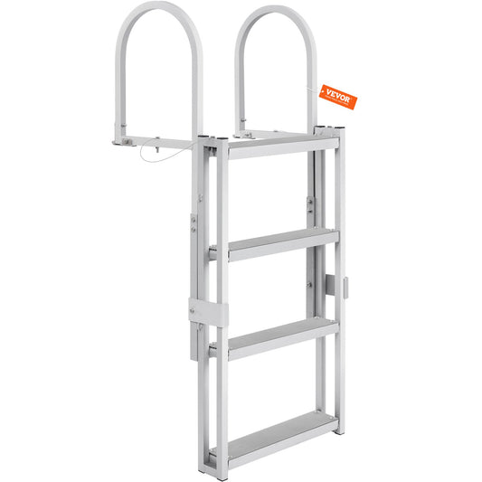 Aluminum Dock Ladder Boat Dock Ladder 55.1-67.1in Height Adjustable 4 Steps