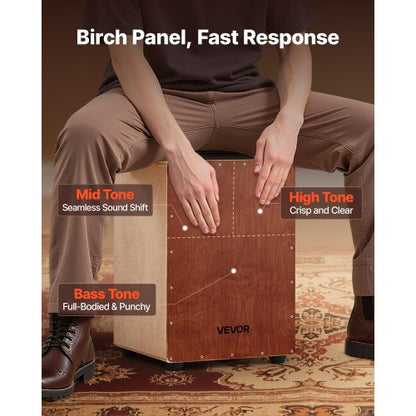 Cajon Box Trumma Björkträ Slagverksinstrument med Virveltrumma Vajer Resväska |  EU