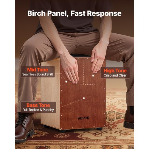 Cajon Box Drum Träbjörkträ Slagverksinstrument med Virveltrumma |  EU