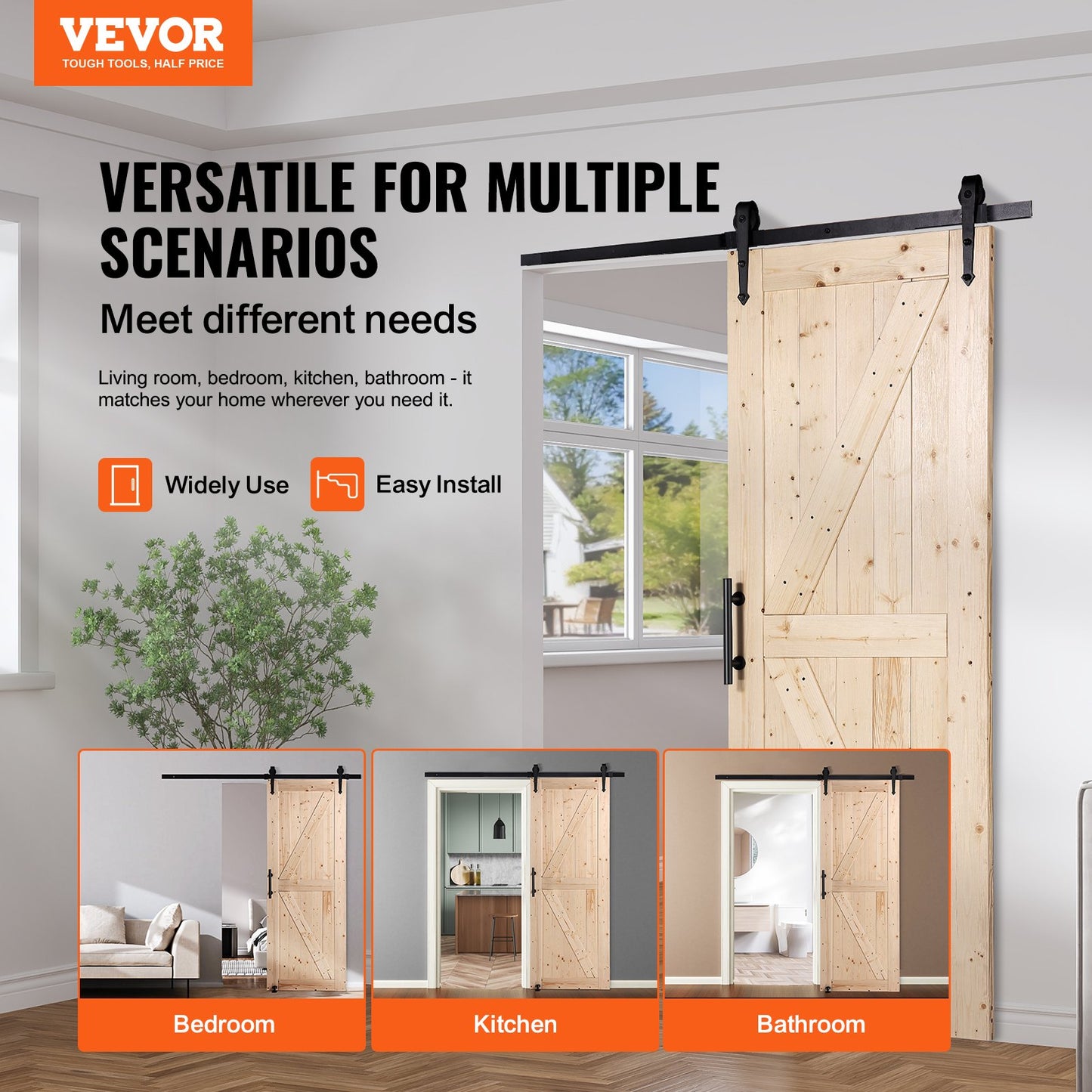 Scheunentor und Hardware-Kit 30" x 84" Holz-Schiebetür-Kit glatt