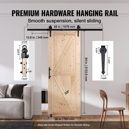 Scheunentor und Hardware-Kit 30" x 84" Holz-Schiebetür-Kit glatt
