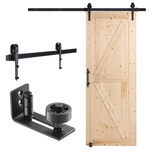 Ladugårdsdörr och beslagssats 30" x 84" trä skjutbar ladugårdsdörrsats smidigt