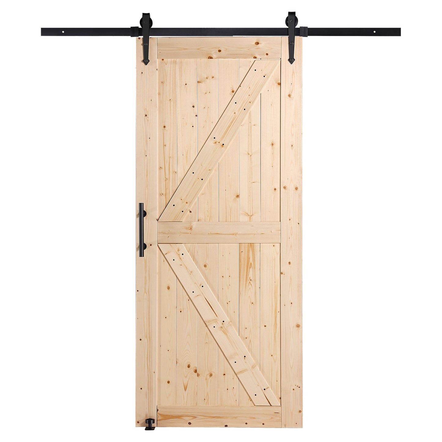 Ladugårdsdörr och beslagssats 36" x 84" trä skjutbar ladugårdsdörrsats smidigt