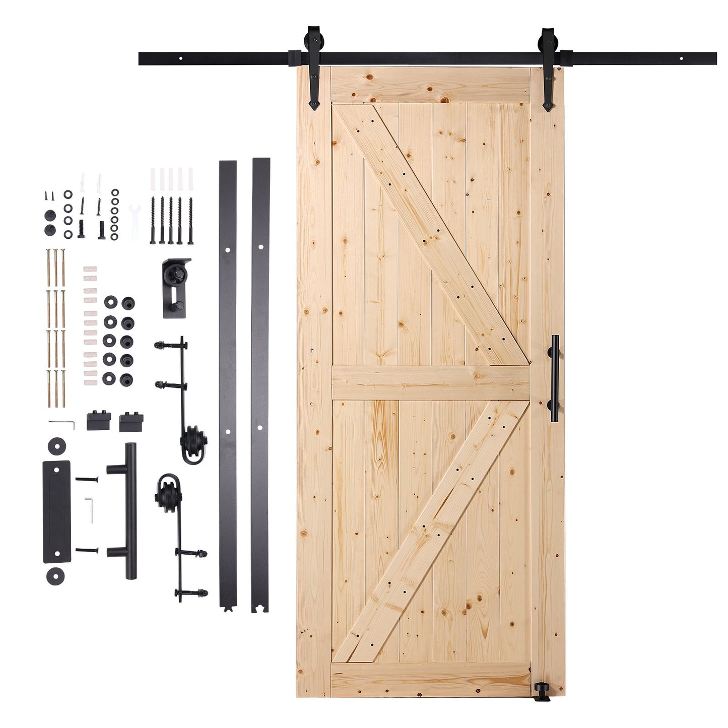 Ladugårdsdörr och beslagssats 36" x 84" trä skjutbar ladugårdsdörrsats smidigt