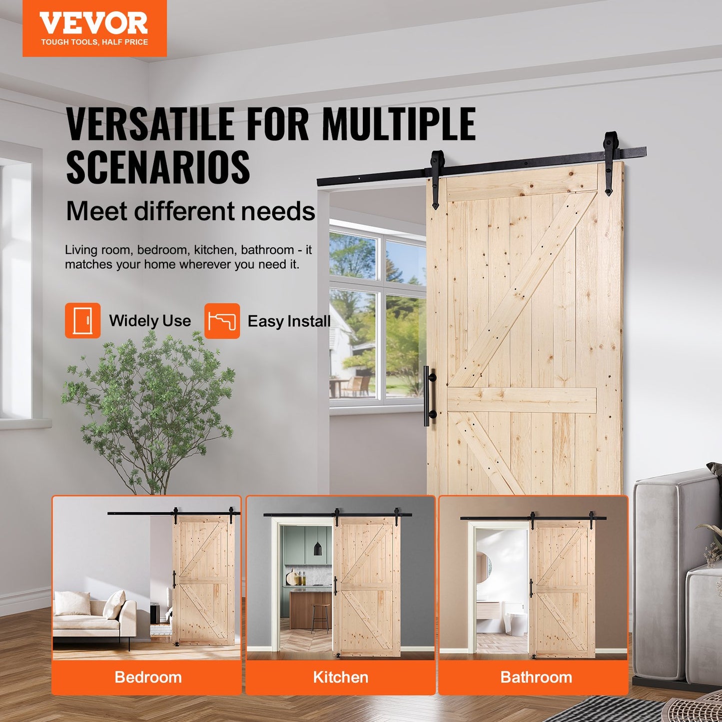 Scheunentor und Hardware-Kit 30" x 42" Holz-Schiebetür-Kit glatt