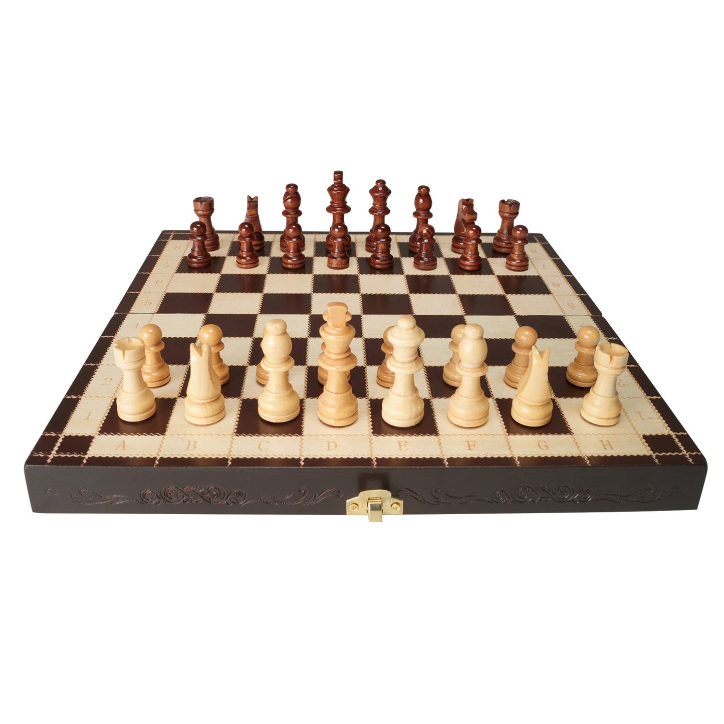 Magnetiskt schackspel i trä, 12 tums schackspelset, 2 extra damer nybörjarschackset, hopfällbara schackbrädspel med schackpjäser, förvaringsplatser och box, bärbar resepresent för vuxna barn