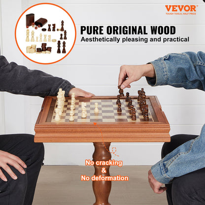 3-I-1 schackdam backgammon bordsset, 18 tums premium schackbord i trä, Deluxe kombinationsspelbordsmöbler set, schackset brädspelspresent till familjens brädspel