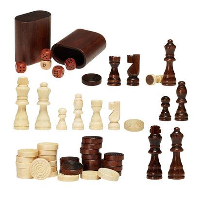 3-I-1 schackdam backgammon bordsset, 18 tums premium schackbord i trä, Deluxe kombinationsspelbordsmöbler set, schackset brädspelspresent till familjens brädspel