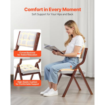 Träfällbara stolar med vadderade dynor och träram Vitt set om 2 |  EU