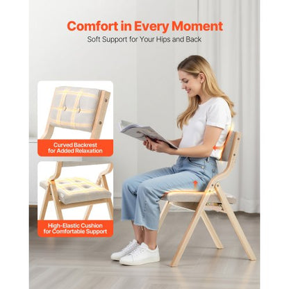 Träfällbara stolar med vadderade dynor och träram Beige Set om 2 |  EU