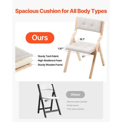 Träfällbara stolar med vadderade dynor och träram Beige Set om 2 |  EU