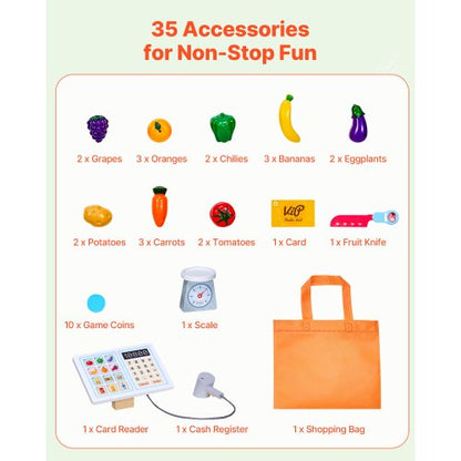 Kinder-Lebensmittelladen Lekset Holz-Spielmarktstand mit Kasse | EU