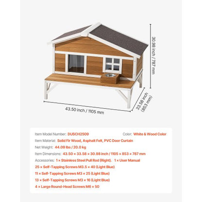 Isolerat Katthus, Runtgående Skumisolering Upphöjt Kattskydd, Träskydd för Vilda Katter med Stor Plattform, Vattentäta Kattlägenheter för Inne- och Utekatter på Vintern 110 x 85 x 78 cm |  EU