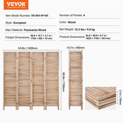 Wood Room Divider Wood Privacy Screen 4 Panel Room Divider