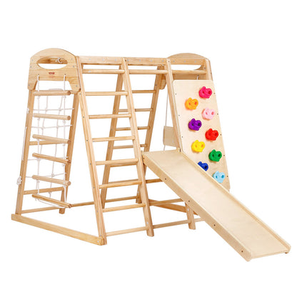 Indoor Jungle Gym 7-i-1 Småbarn inomhuslekplats Träklätterleksaker L