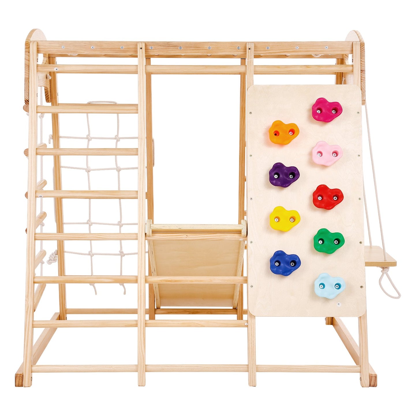 Indoor Jungle Gym 7-i-1 Småbarn inomhuslekplats Träklätterleksaker L