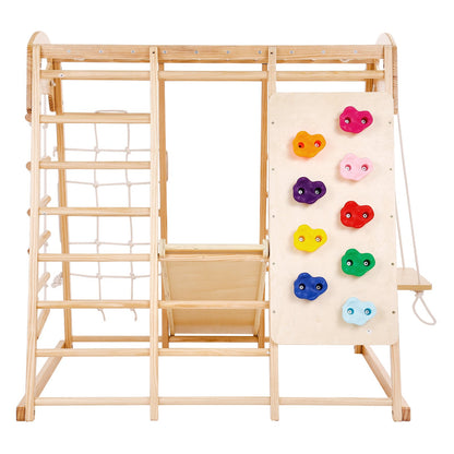 Indoor Jungle Gym 7-i-1 Småbarn inomhuslekplats Träklätterleksaker L
