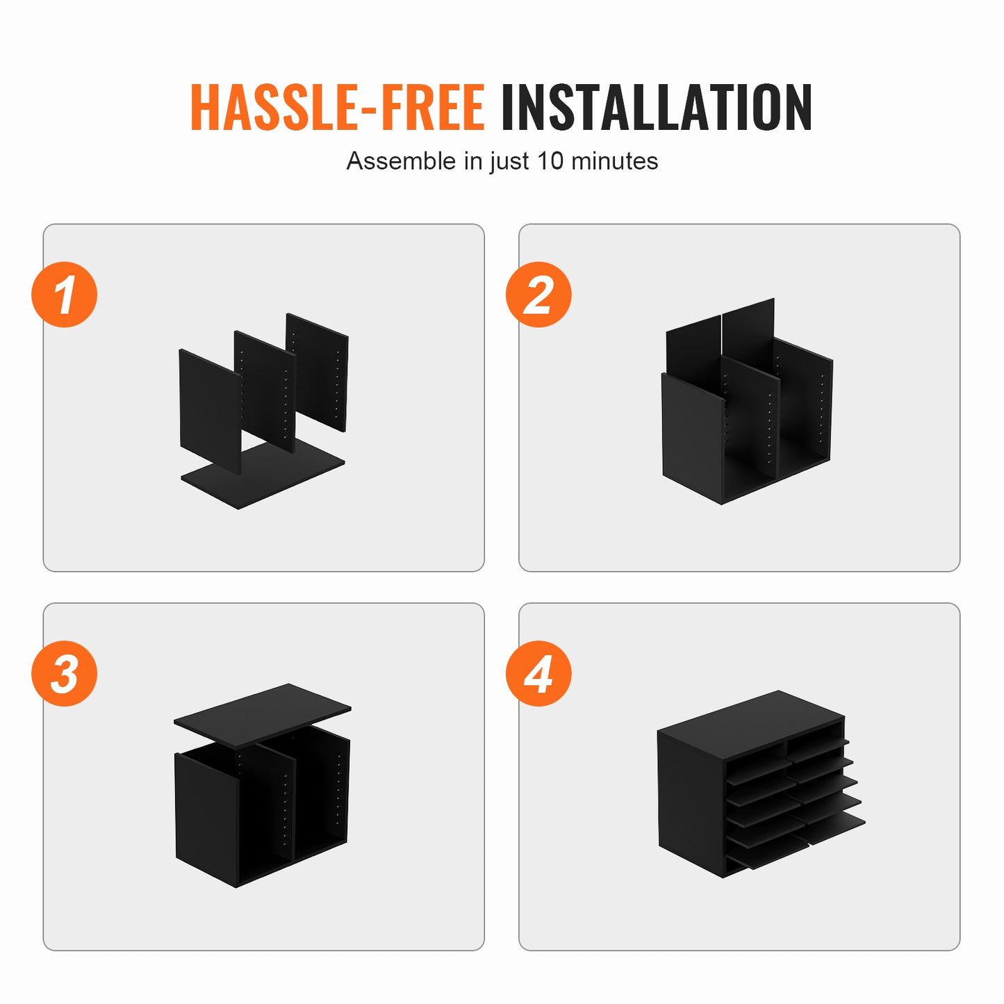 Wood Literature Organizer, 12 fack, filsorterare med flyttbara hyllor, brevlådor för kontorshem Klassrumspostrumsorganisation, EPA-certifierad, svart