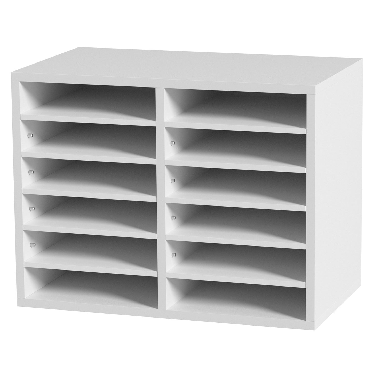 Literature Organizers, 12 Compartment Office Mailbox with Adjustable Shelves, Wooden Literature Sorter 20.4x12x16.1 Inch for Office, Home, Classroom, Mailroom Organization, EPA Certified White