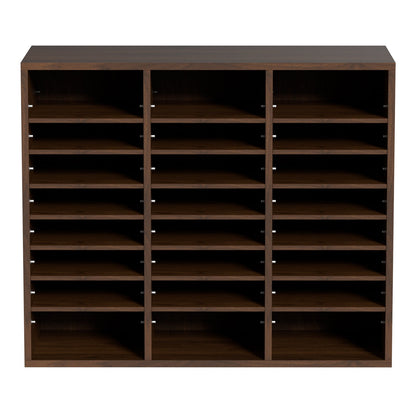 Litteraturorganisatorer, 24 fack kontorsbrevlåda med justerbara hyllor, trälitteratursorterare 29x12x24,4 tum för kontor, hem, klassrum, postrumsorganisation, EPA-certifierad, brun