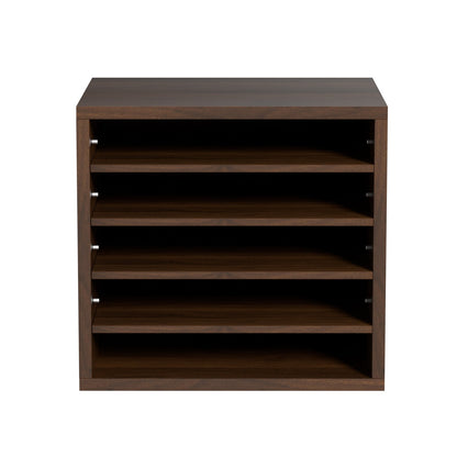 Literature Organizers, 5 Compartment Office Mailbox with Adjustable Shelves, Wooden Literature Sorter 13.9x12x13 Inch for Office, Home, Classroom, Mailroom Organization, EPA Certified, Brown