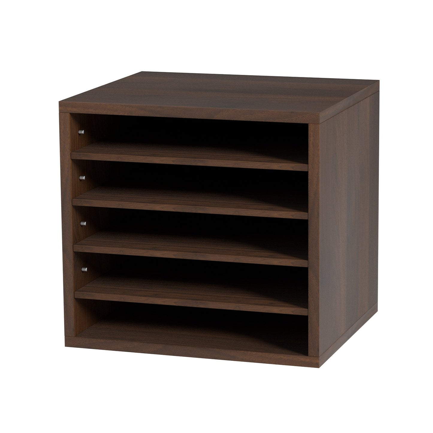 Literature Organizers, 5 Compartment Office Mailbox with Adjustable Shelves, Wooden Literature Sorter 13.9x12x13 Inch for Office, Home, Classroom, Mailroom Organization, EPA Certified, Brown