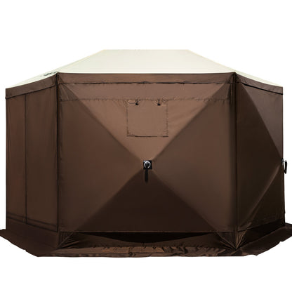 Pop-up Camping Gazebo Camping Canopy Shelter 6-sided 12' x 12' Sun Shade