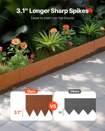 Steel Landscape Edging 6-Pack 40 x 8 Inch Weatherproof for Garden Grass