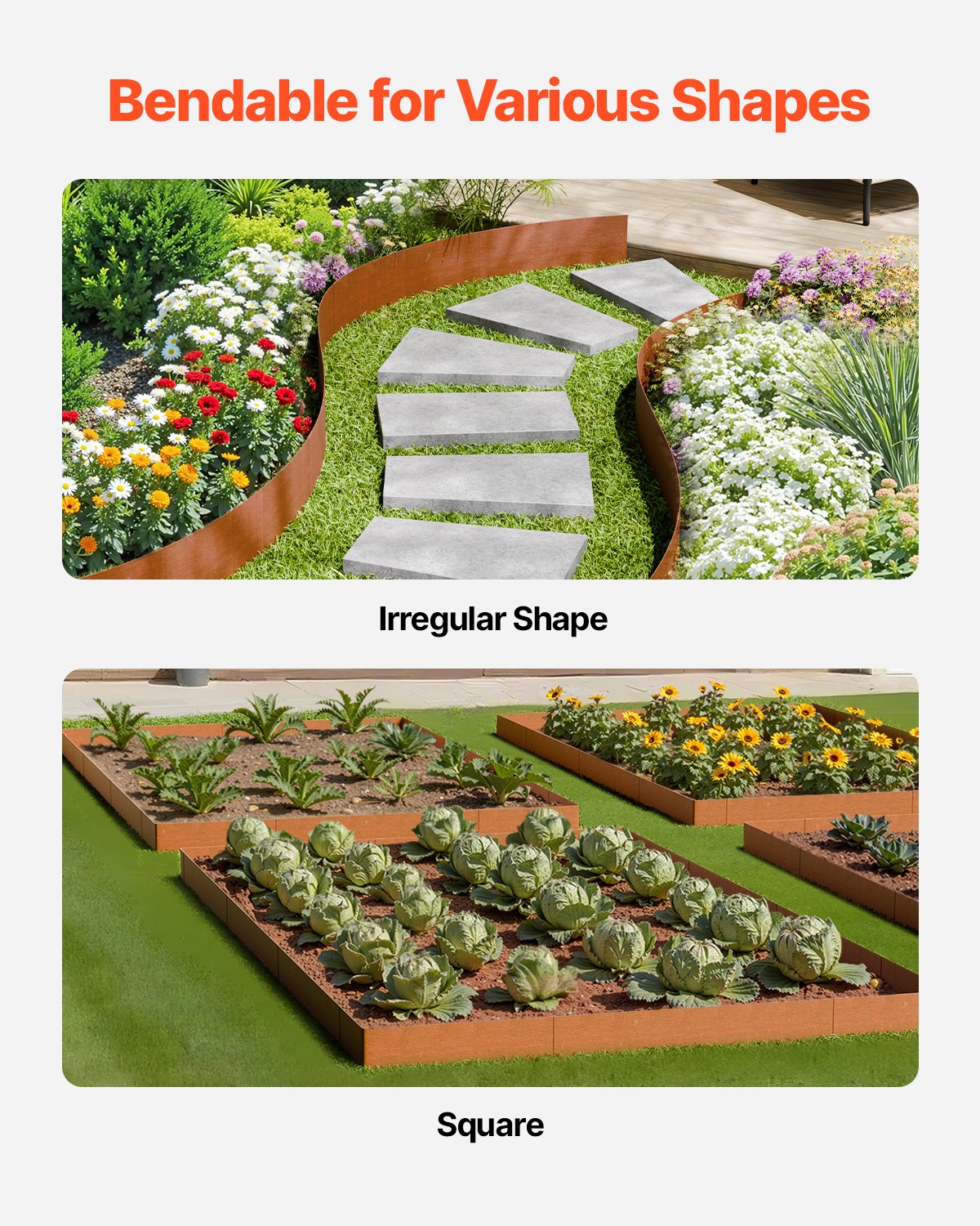 Steel Landscape Edging 6-Pack 40 x 8 Inch Weatherproof for Garden Grass