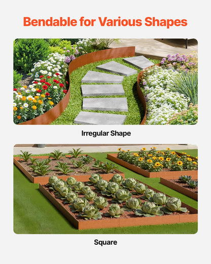 Steel Landscape Edging 6-Pack 40 x 8 Inch Weatherproof for Garden Grass