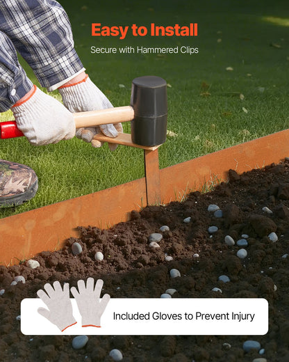 Steel Landscape Edging 6-Pack 40 x 8 Inch Weatherproof for Garden Grass