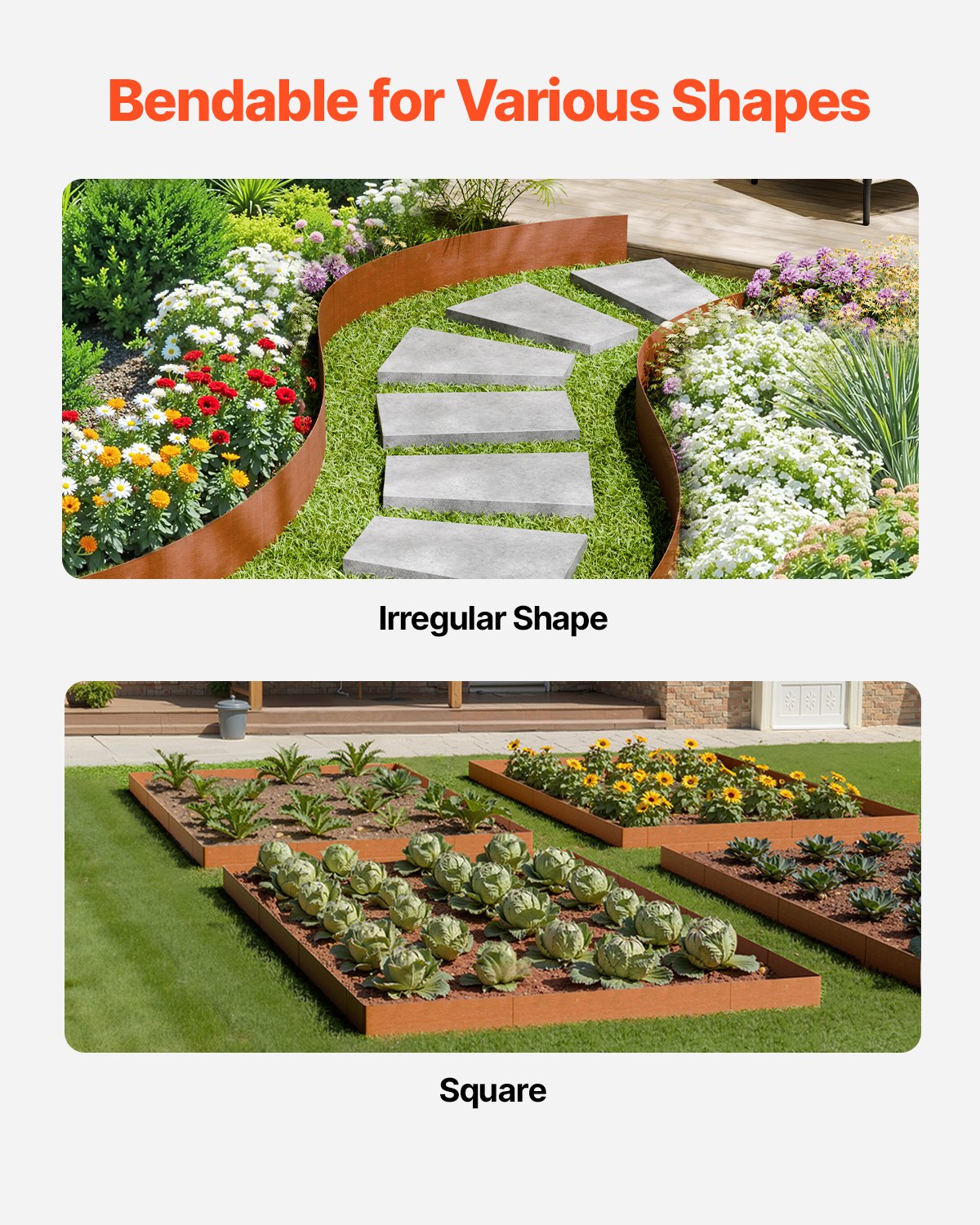Väderbeständig stållandskapskant 6-pack 40 x 8 tum för Yard Garden