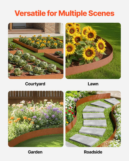 Väderbeständig stållandskapskant 6-pack 40 x 8 tum för Yard Garden