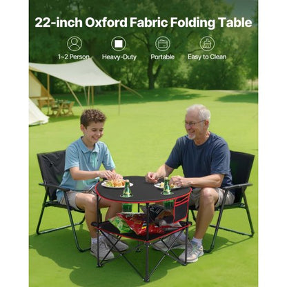 Foldable Portable Camping Table Oxford Round Outdoor Table 4 Cup Holders | EU