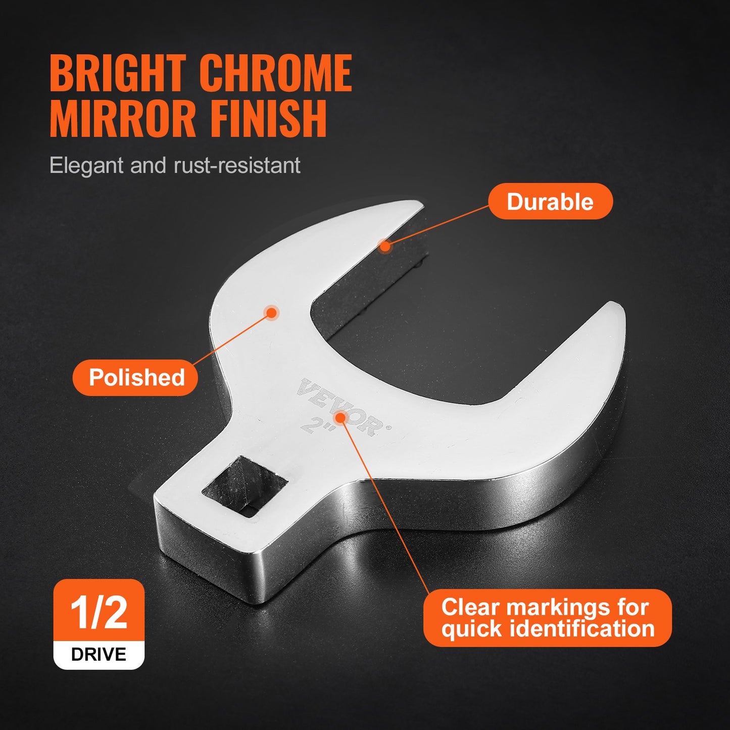 Crowfoot skiftnyckelsats, 1/2" Drive 14-delad SAE (1-1/16" - 2") Crows Foot skiftnyckelsats med förvaringsfack, 40CR-material med laseretsad dimensionering, för mekaniskt underhåll eller reparationer