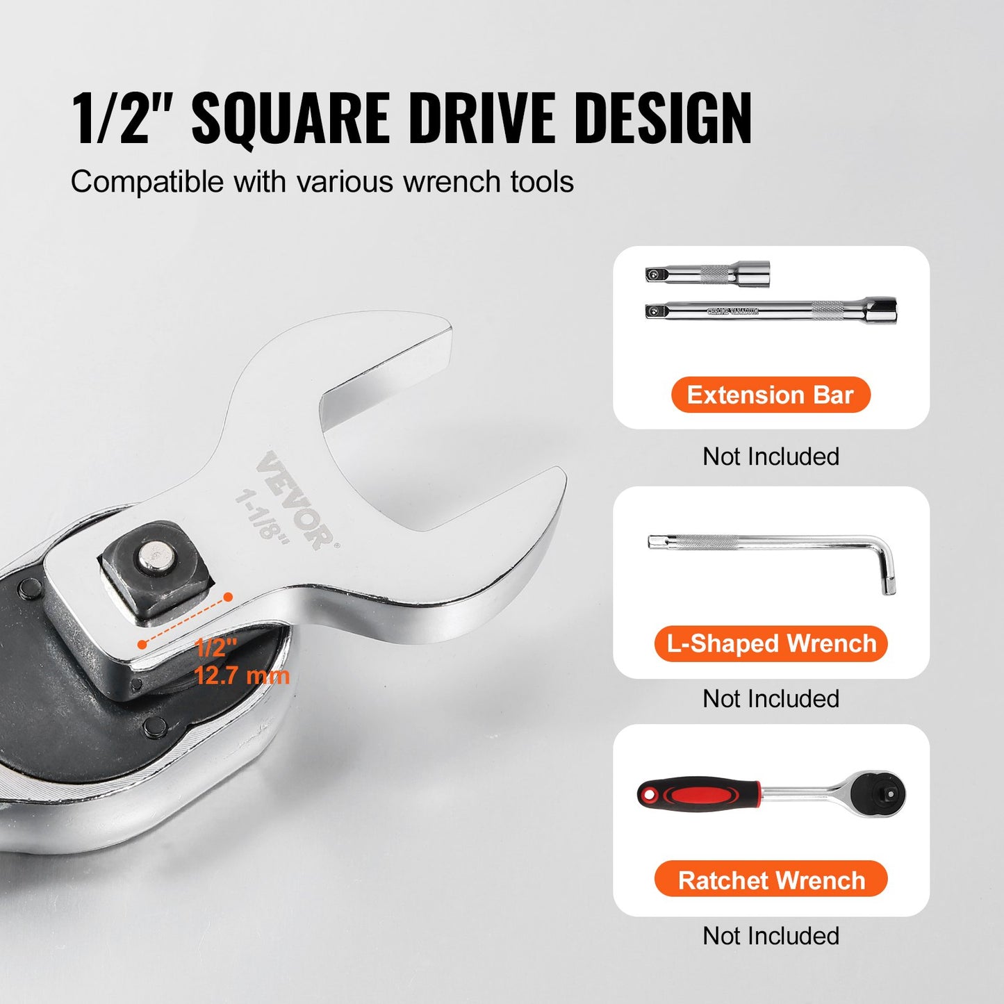 Crowfoot skiftnyckelsats, 1/2" Drive 14-delad SAE (1-1/16" - 2") Crows Foot skiftnyckelsats med förvaringsfack, 40CR-material med laseretsad dimensionering, för mekaniskt underhåll eller reparationer