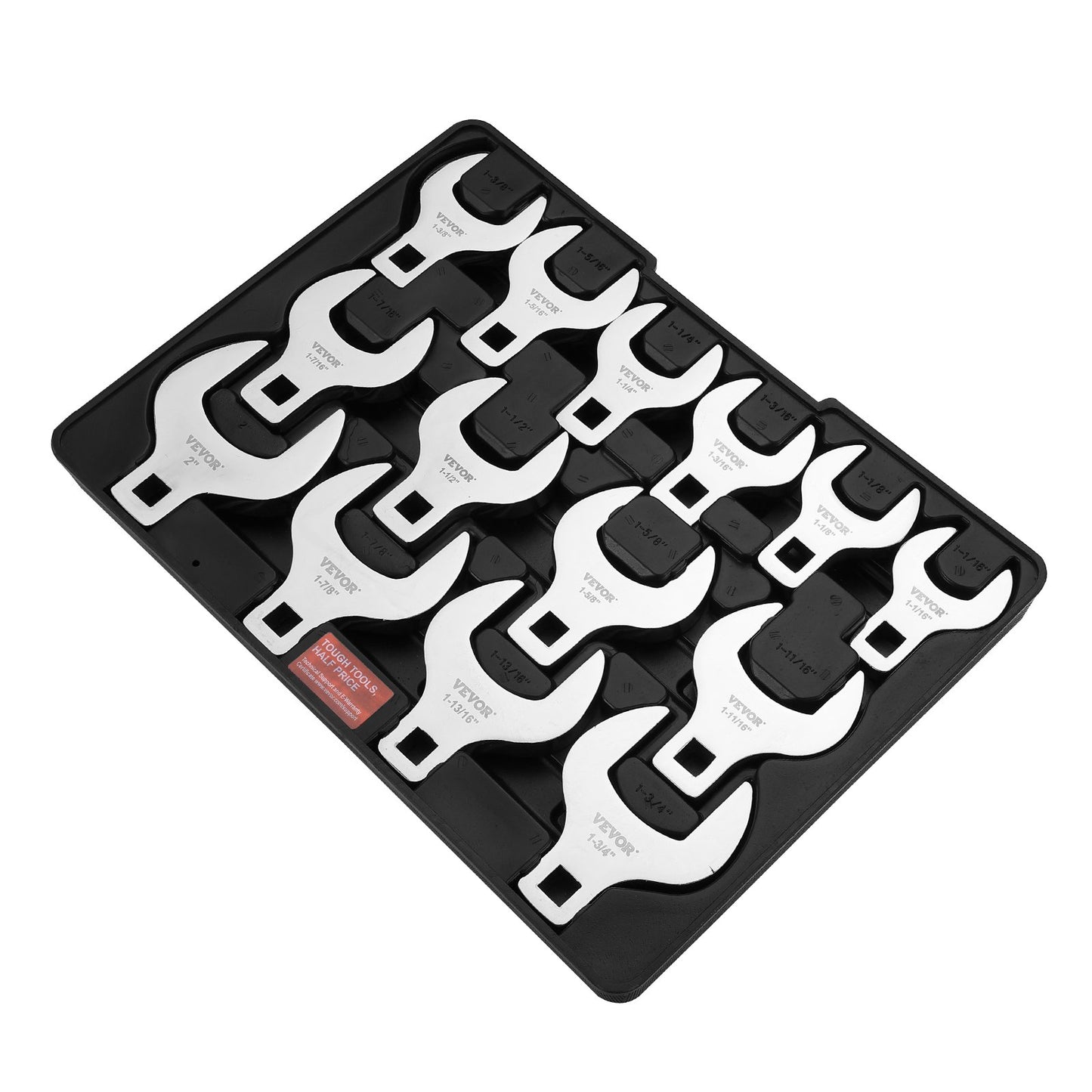 Crowfoot skiftnyckelsats, 1/2" Drive 14-delad SAE (1-1/16" - 2") Crows Foot skiftnyckelsats med förvaringsfack, 40CR-material med laseretsad dimensionering, för mekaniskt underhåll eller reparationer