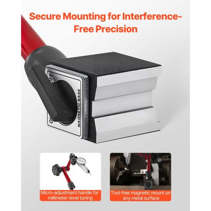 Mätklocka med universalmagnetisk bas och förvaringsfodral, 0,01 mm noggrannhet, 0–0,76 mm område, mikrokulhandtag för mätning av smala ytor, industriell bearbetning och inspektion |  EU