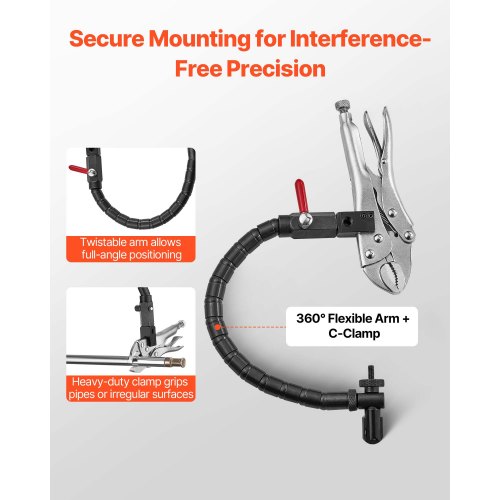 Mätklocka med 360° flexibel arm och 360° låstång, 0,03 mm noggrannhet, 0–25,4 mm område, professionell för maskinuppsättning, mätning av smala områden, förvaringsväska |  EU