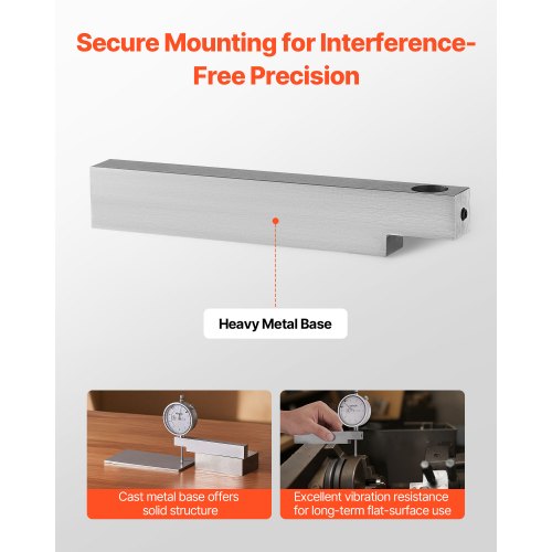 Mätklocka med metallbas, 0,03 mm noggrannhet, 0–25,4 mm intervall, lättläst stor urtavla, professionell för mätning av smala områden, industriell bearbetning och inspektion, precisionsprovning |  EU