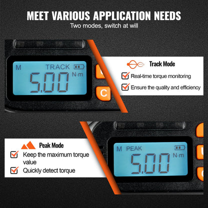 Digital vridmomentskruvmejsel, 1/4" drivskruvmejsel momentnyckel, elektriker momentskruvmejsel med LCD, 2,65-70,67 in-lbs vridmomentområde, 0,01 Nm stegvis vridmomentskruvmejsel med bitar och fodral