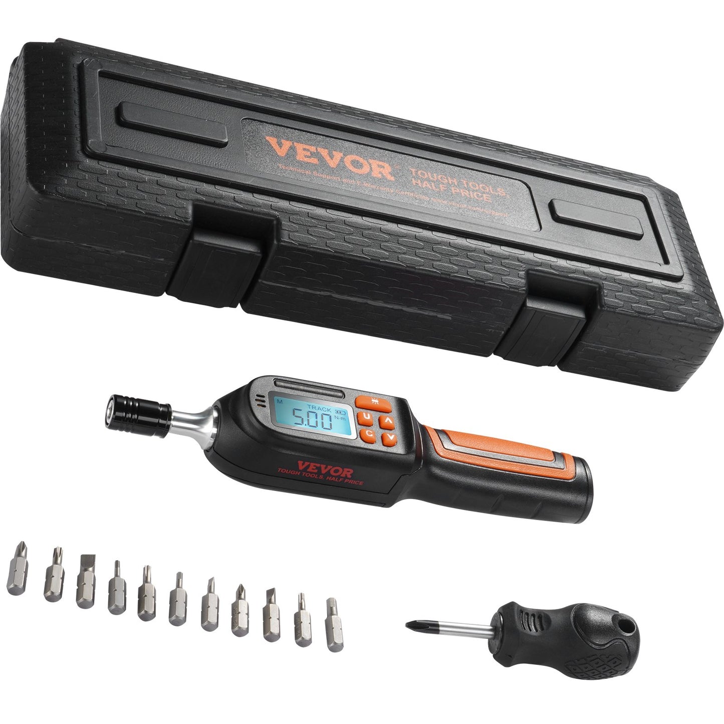 Digital vridmomentskruvmejsel, 1/4" drivskruvmejsel momentnyckel, elektriker momentskruvmejsel med LCD, 2,65-70,67 in-lbs vridmomentområde, 0,01 Nm stegvis vridmomentskruvmejsel med bitar och fodral