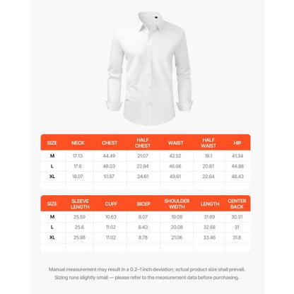 Herrskjorta med knappar, Herrlångärmad Skrynkelfri Skjorta med knappar, Slim Fit, Mjukt Stretchtyg, För Business Casual eller Fest, Arbete, Bröllop, Middag, Vit |  EU