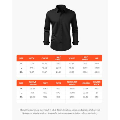 Herrskjorta med knappar, Herrlångärmad Skrynkelfri Skjorta med knappar, Slim Fit, Mjukt Stretchtyg, För Business Casual eller Fest, Arbete, Bröllop, Middag, Svart |  EU