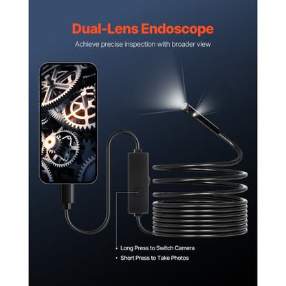 Dual Lens Borescope Endoskopkamera für Android IOS &amp; 5m Snake Cable | EU
