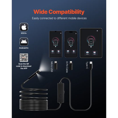 Dual Lens Borescope Endoskopkamera für Android IOS &amp; 5m Snake Cable | EU