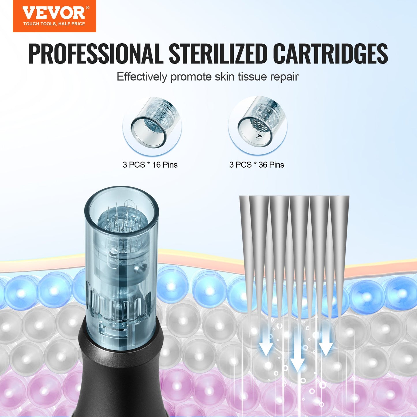 Professional Microneedling Pen 6-Speed Electric Beauty Pen med 6 nålar