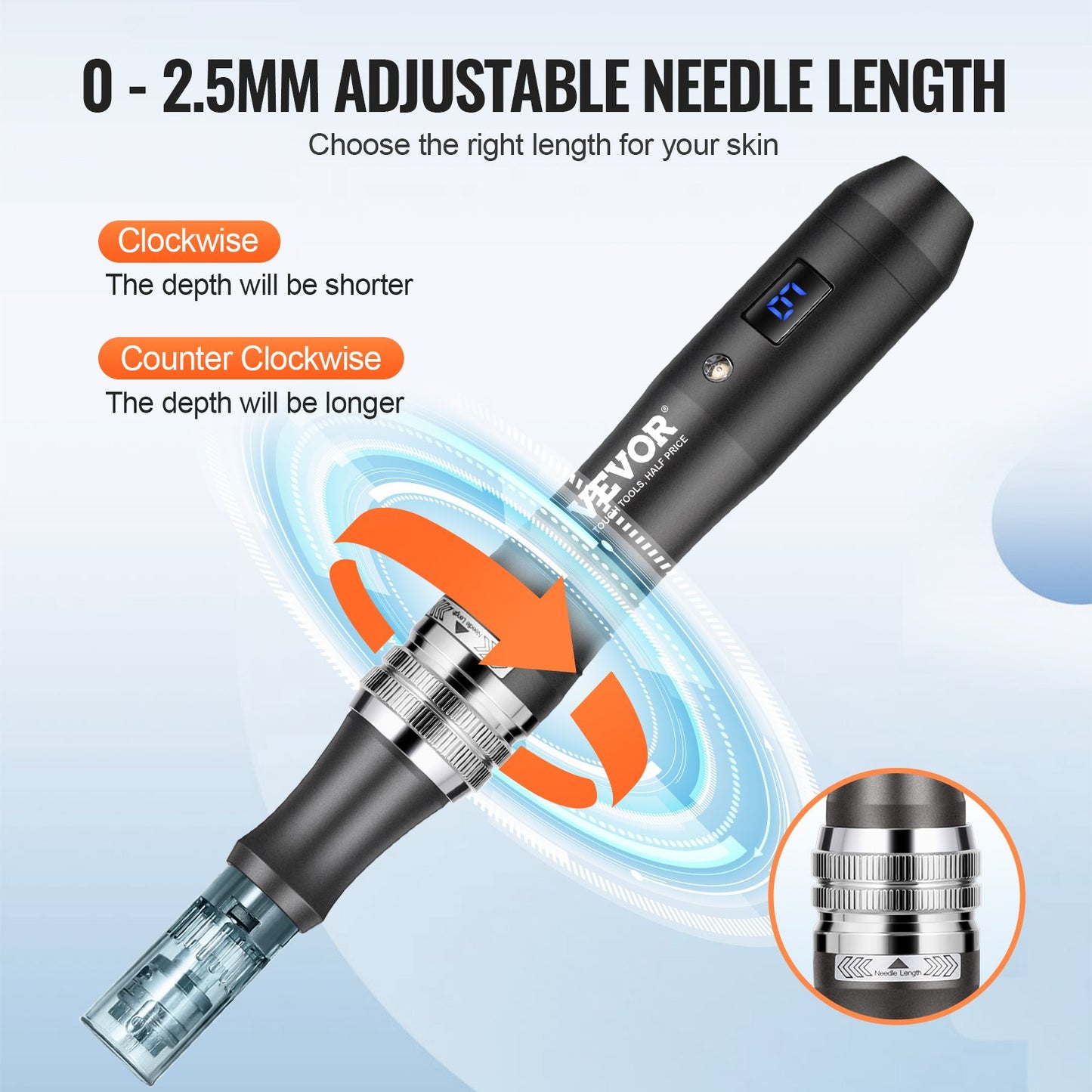 Professional Microneedling Pen 6-Speed Electric Beauty Pen med 6 nålar