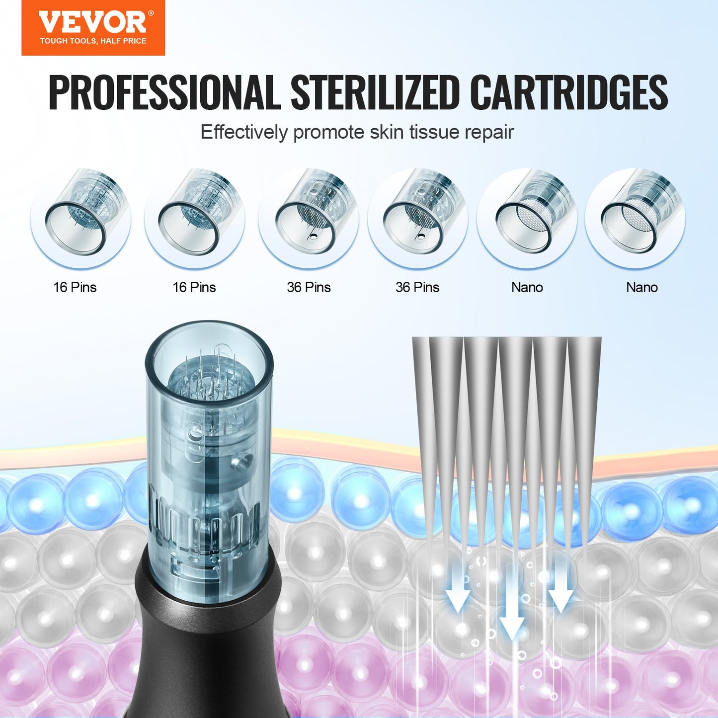 Professional Microneedling Pen Elektrisk skönhetspenna med 6 nålar 6-hastigheter