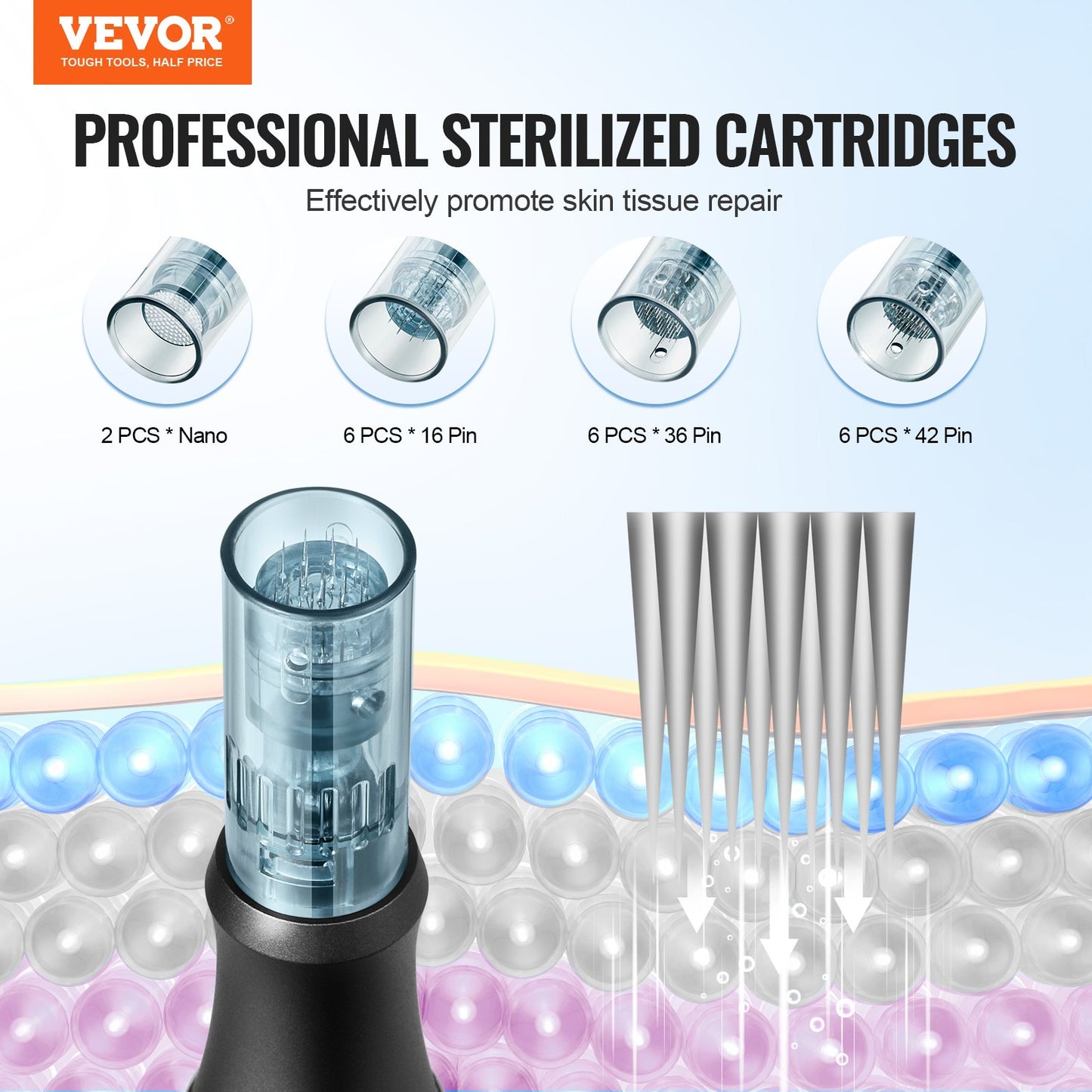 Professional Microneedling Pen 6-Speed Electric Beauty Pen med 20 nålar